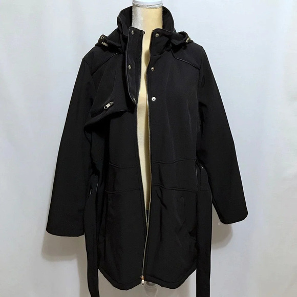 Steve Madden NWOT Black Softshell Trench Coat Women 1X - Picture 11 of 16